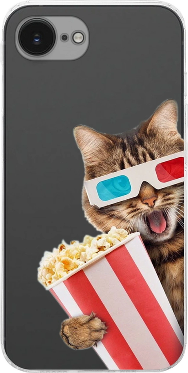 Apple Uyumlu iPhone 16e İle Kedi 1 Baskılı Kamera Korumalı Şeffaf Kılıf
