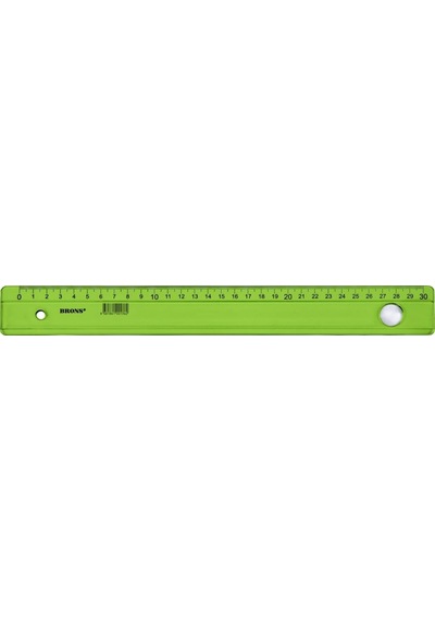 Brons Plastik Renkli Cetvel 30 CM Yeşil