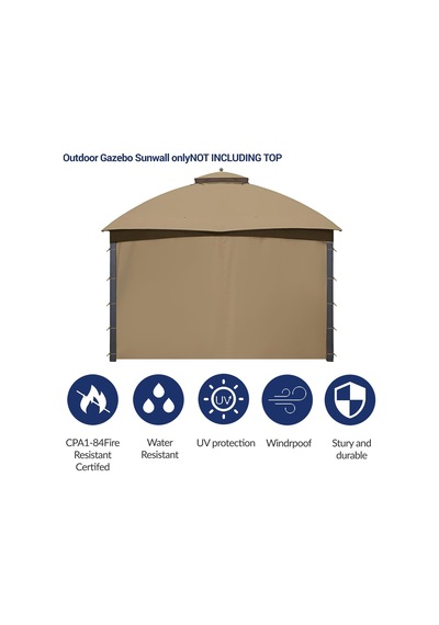 Tr Gazebo Yan Duvar Değiştirme, 10x10 Dış Mekan Gazebos İçin Uygun, 7,3ft Yükseklik, Sadece 1 Panel Yan Duvar, Kah