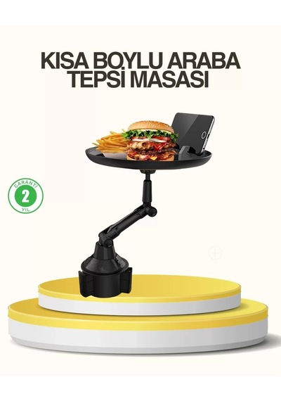 Home Araç Bardaklık Tepsisi 360 Dönebilen Kol Ayarlı Geniş Yemek Alanlı