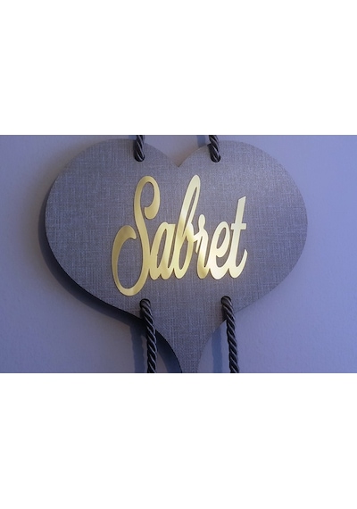 Halat Işlemeli Kalp Desenli Sabret Şükret Dua Et