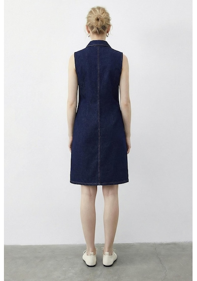 Shade Kadın Çıtçıt Kapamalı Cep Detaylı Gömlek Yaka Denim Elbise 5534 60286004 - Lacivert