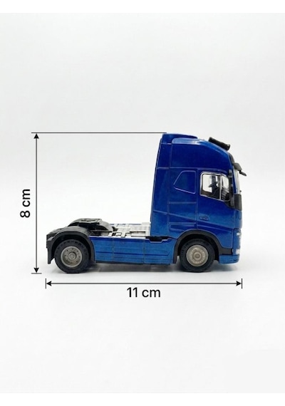 Işıklı Sesli Pilli Çek Bırak Mekanizmalı Öne Doğru Açılan Kabinli 11cm Dorsesiz Oyuncak Tır Mavi