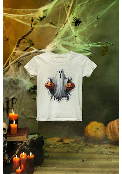 Magors Stıl-x Happy Halloween - Cadılar Bayramı Baskılı Çocuk Tshırt Beyaz-3