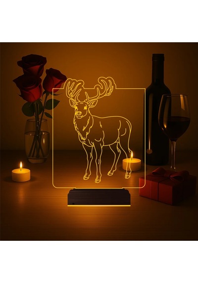 Luvivia Geyik 3d Lamba - Masa Gece Lambası Şeffaf