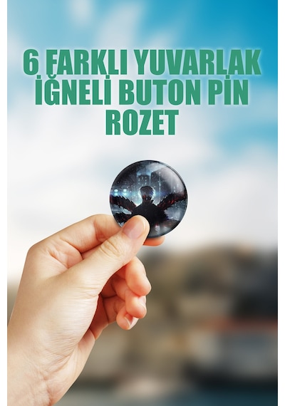 Tokyo Ghoul Çanta Süsü Rozet İğneli Buton Rozet Seti 6 Adet Çok Renkli