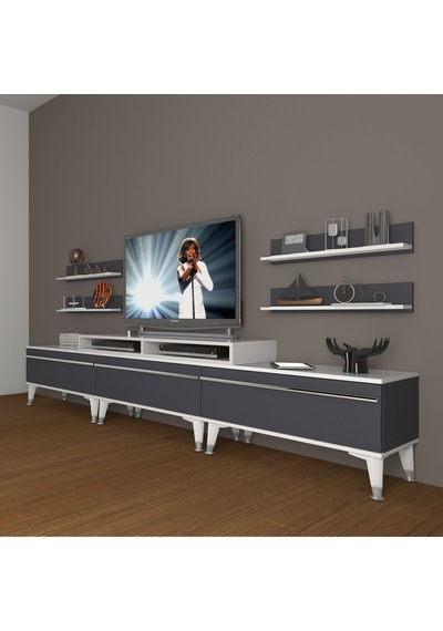 Decoraktiv Ekoflex 270r Mdf Silver Tv Ünitesi Tv Sehpası Beyaz - Antrasit