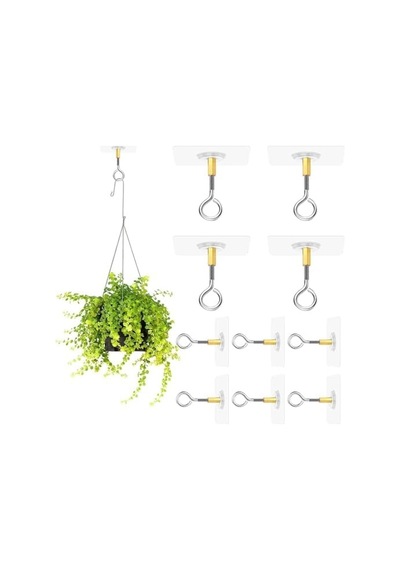 Xspring 10 Adet Tavan Kancaları, Deliksiz Askı, Kendinden Yapışkanlı Tavan Bitki Kancaları, Şeffaf Su Geçirmez Paslanmaz Çelik Gözlü Kancalar, Asma Bitki Lambaları İçin Xspring 10 Adet Tavan Kancaları, Deliksiz Askı, Kendinden Yapışkanlı Tavan Bitki Kancaları, Şeffaf Su Geçirmez Paslanmaz Çelik Gözlü Kancalar, Asma Bitki Lambaları İçin
