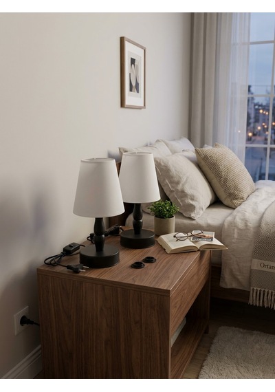 Hak Dekor Aydınlatma Elegant Masa Lambası 2 Li Set Siyah - Beyaz Şapka