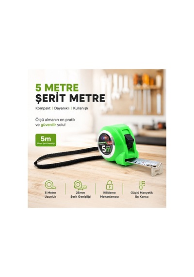 12 Adet Measurıng Tape 5mtx25mm Şerit Metre 1 M