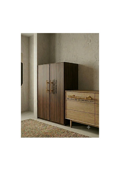 Dolap - Çekmece Kulp - Sarı - Çift İki Adet - 20 Cm - Alüminyum Altın