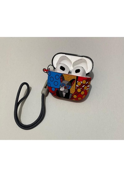 Apple Uyumlu iPhone 1/2. Nesil  Koruyucu Bluetooth Kulaklık Kılıfı Köpek Desenli Fosforlu Figürlü Dog Airpods 1/2. Nesil