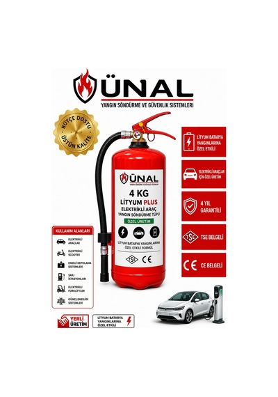 4 Kg Elektrikli Araç Lityum Yangın Söndürücü Kkt Yangın Tüpü Ev Ofis