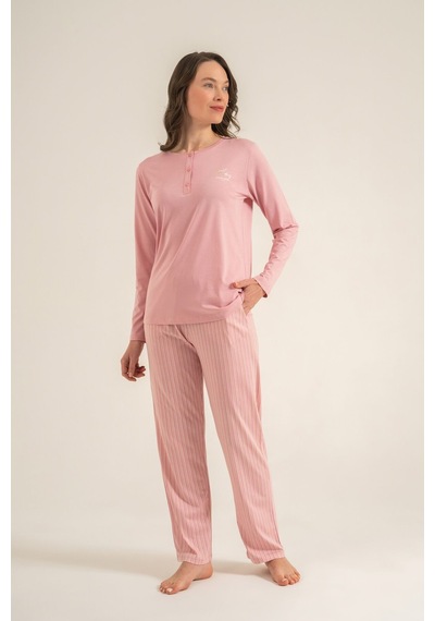Pierre Cardin Kadın Sweet Sunday Pembe Uzun Kol Pijama Takım Pc9295-s-v1 Pc9295-s-v1