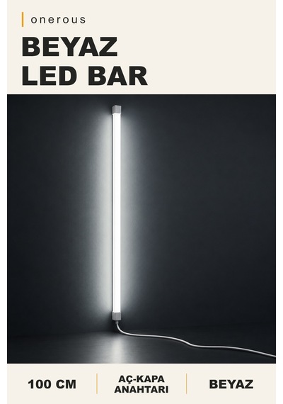 Onerous 100 Cm Beyaz Led Bar, Anahtarlı, Dekoratif Aydınlatma