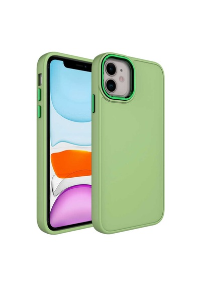 Apple Uyumlu iPhone 11 Kılıf Metal Renkli Çerçeveli Canlı Renkli Silikon Kapak