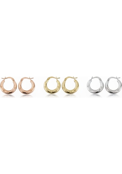 925 Ayar Papatya Silver Çiçek Desenli Halka Küpe.rose.gold.rodaj Gümüş