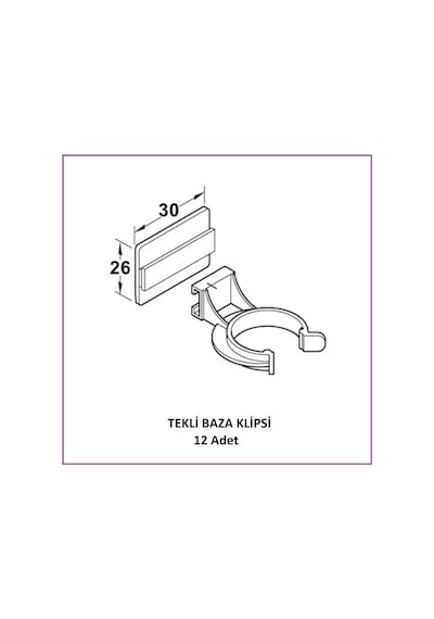 Baza Klipsi Tekli 12 Adet Beyaz
