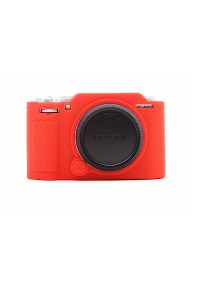 Mettzchrom Fujifilm Xm5 Kaymaz Doku Tasarımı Silikon Kılıfı Fujifilm X-m5 Kamera Sadece Koruyucu Kılıf Kırmızı