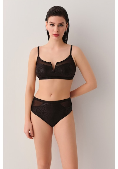 Suwen Sirius Tül Detaylı Bikini Alt Sb25750012012 Siyah