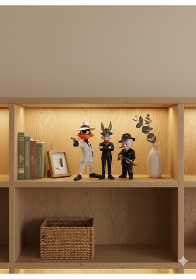 Looney Tunes Mafia Serisi 3 Lü Figür Seti - Bugs Bunny, Elmer Fudd, Daffy Duck Özel Koleksiyon