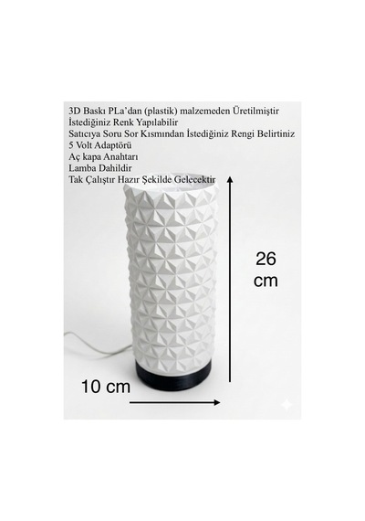 3d Geometrik Tasarım Dekoratif Abajur Modern Masa Lambası Minimalist Gece Lambası 26 Cm Siyah
