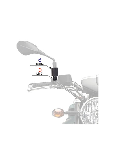 Motogaj +10 -10 Ayna Uzatma Adaptörü Siyah