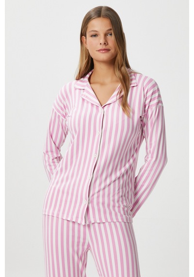 Ritnice Kadın Secret Extra Soft Pembe Beyaz Çizgili Pijama Takım Pembebeyaz Beyaz - Pembe Ritnice Kadın Secret Extra Soft Pembe Beyaz Çizgili Pijama Takım Pembebeyaz Beyaz - Pembe