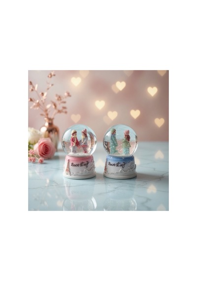 5 Adet Love Story Işıklı Mini Kar Küresi Cam Küre Polyester Taban, Işıklı Mini Snow Globe, Sevgili Çift Figürlü Hediye