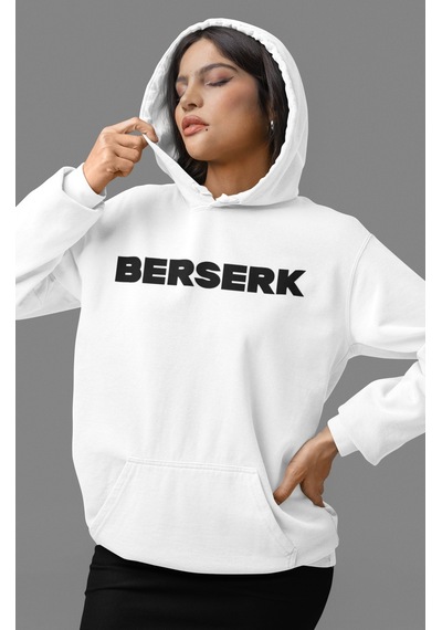 Sevbano Berserk Guts Anime Sırt Baskılı Unisex Oversize Penye Hoodie beyaz
