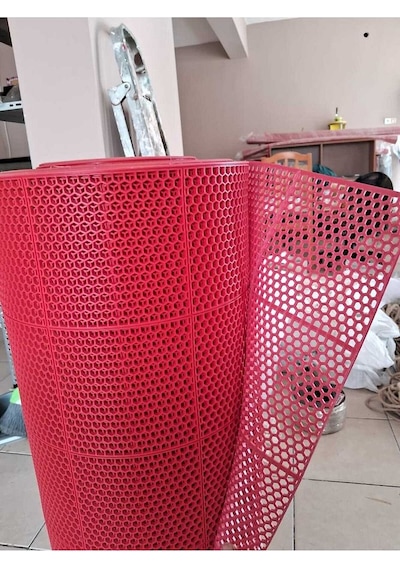 Pvc Kare Paspas 90 X 150 Cm Kırmızı Banyo Kaymaz Yer Zemin Matı