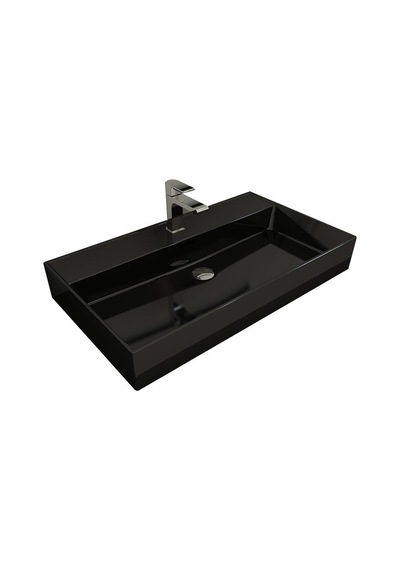 Bocchi Milano Tezgah Üstü Lavabo 80 CM Parlak Siyah 1377-005-0126