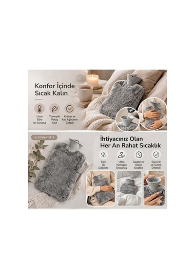 Sn-29909 Peluş Kılıflı Yumuşak Dokulu 30 Cm 2000 Ml Kapasiteli Sıcak Su Torbası Belirtilmemis