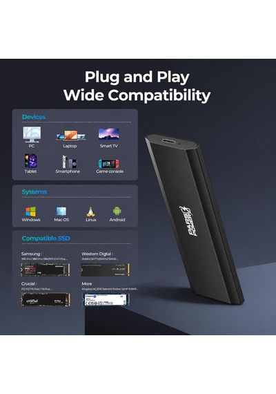 Lexroo Nvme M.2 Ssd Kutusu, Usb 3.0 Type-c, Siyah Ed-14