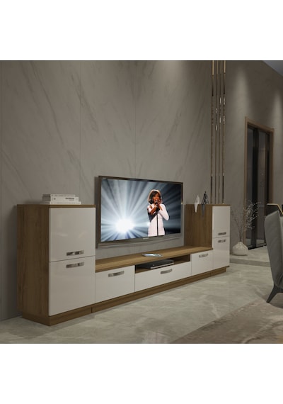 Decoraktiv Trendstyle On2 Mdf Tv Ünitesi Tv Sehpası - Pera Beyaz Meşe - Beyaz