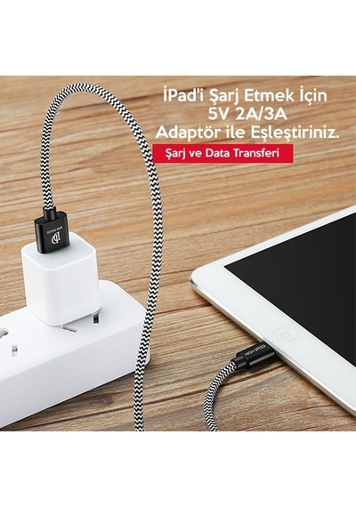 Dux Ducis K-One Cable Usb Lightning Şarj Kablosu 1 Metre Siyah