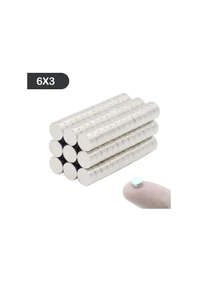 Dünya Magnet 50 Adet - Yuvarlak Neodyum Mıknatıs, 6x3 Mm, Güçlü Magnet, N35 Kalite