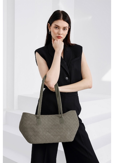 Shule Bags Veneta Süet Shopper Omuz Çantası Vizon Vizon