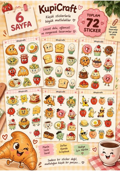 Sevimli Yemekler Sticker Seti-eğlenceli Kawaii Tasarım Etiketler 0