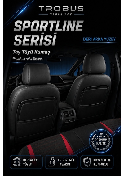 Fiat Doblo 2010-2024 Uyumlu Sportline Serisi Bej Siyah Oto Koltuk Kılıfı