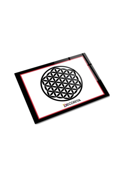 Decorita Cam Kesme Tahtası Cam Kesme Tablası Decorita Logolu Kırmızı - Siyah 30 x 40 CM