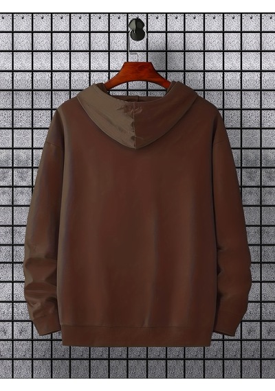 Uyguntarz Unisex Alcakgonullu Kal Baskılı Oversize Sweatshirt Kahverengi