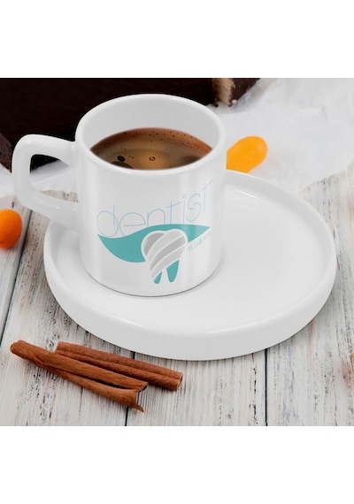 Bk Gift Kişiye Özel Sunum Tabaklı Diş Hekimi Tasarımlı Kahve Fincanı-4, Sevgiliye Hediye, Arkadaşa Hediye, Diş Hekimi Hediye Kobitmeyen137783 Bk Gift