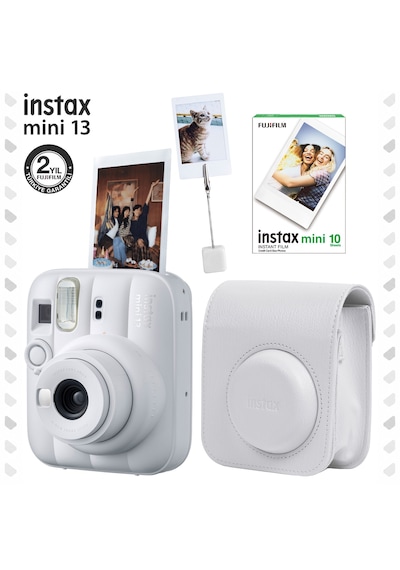 Instax Mini 13 Fotoğraf Makinesi Deri Çanta Kıskaç + 10'lu Film Hediye Seti