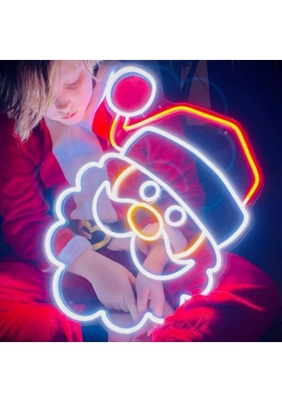 Genel Neon Santa Claus Led Duvar Işığı, Noel Baba Figürlü Çok Renkli