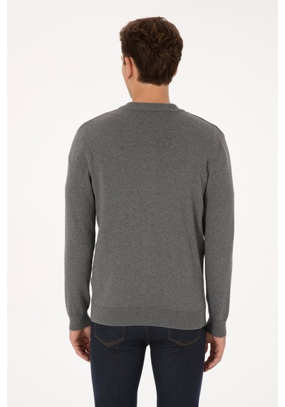 U.s. Polo Assn. Erkek Gri Melanj Hırka Triko 50307813-vr086 Grı Melanj