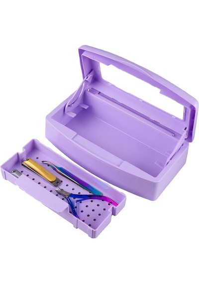 Ellea Nail Çift Bölmeli Manikür Pedikür Aletleri Sterilizasyon Kutusu Mor