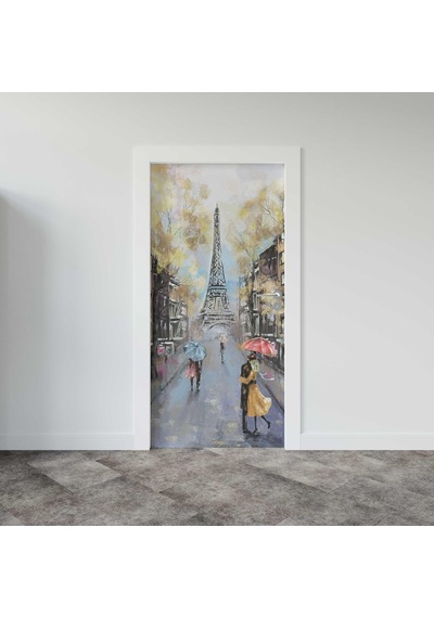 Kapı Giydirme Kapı Sticker Folyosu Paris Sarı Yağlıboya