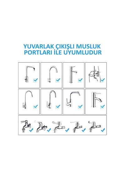 3 Fonksiyonlu Ayarlanabilir Batarya Lavabo Başlığı 360 Derece Döner Musluk Ucu Tasarruflu Başlık Pvc Diğer