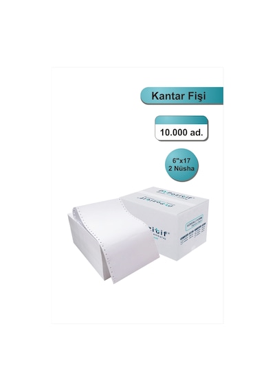 6x17 Kantar Fişi 2 Nüsha 10000 Adet , Beyaz Otokopili Sürekli Form 6''x17 Cm
